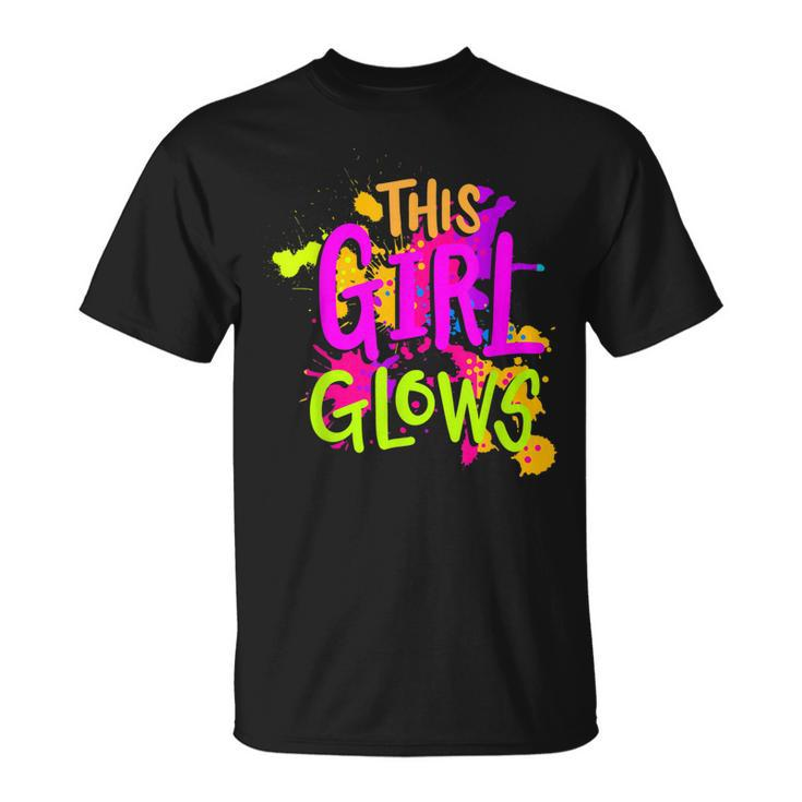 This Girl Glows Costume 80S Glow Halloween Party Outfit  Unisex T-Shirt