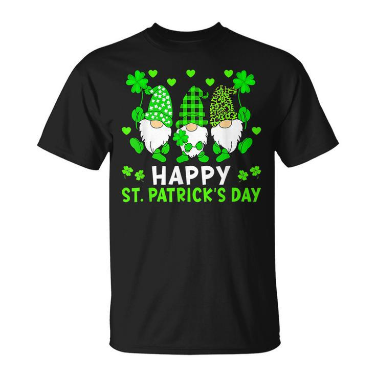 Three Gnomes Happy St Patricks Day Shamrock Lucky Irish T-Shirt