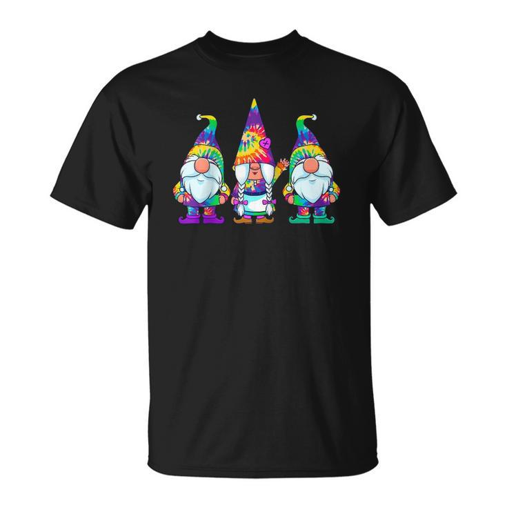 Three Hippie Gnomes Tie Dye Retro Vintage Hat Peace Gnome Raglan Baseball Tee T-shirt