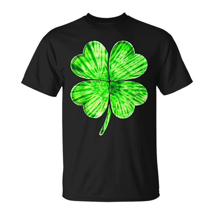 Tie Dye Shamrock Lucky Four Leaf Clover St Patricks Day T-Shirt