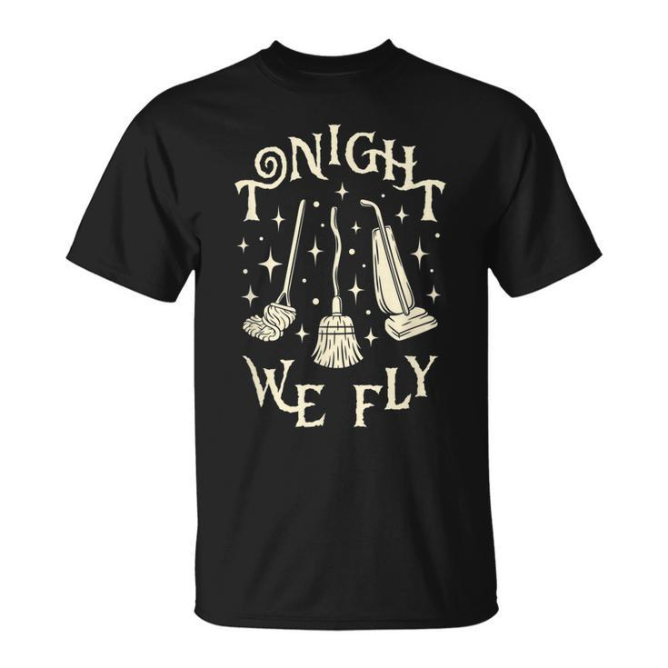 Tonight We Fly Witch Brooms Fall Graphic Vintage Halloween V2 T-shirt