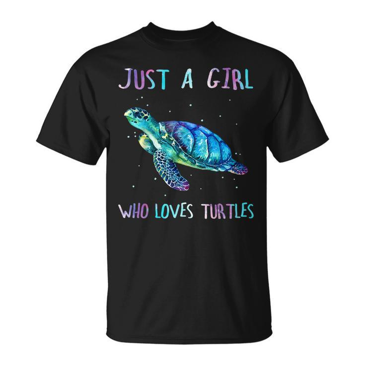 Turtle Watercolor Sea Ocean Just A Girl Who Loves Turtles V2 T-Shirt