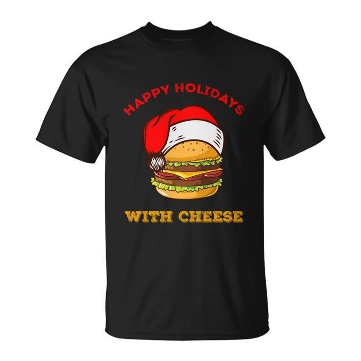 Ugly Christmas Sweater Burger Happy Holidays With Cheese V18 Unisex T-Shirt