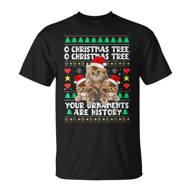 Ugly Sweater Cats Christmas Music Ornaments Kitten Lovers T-shirt
