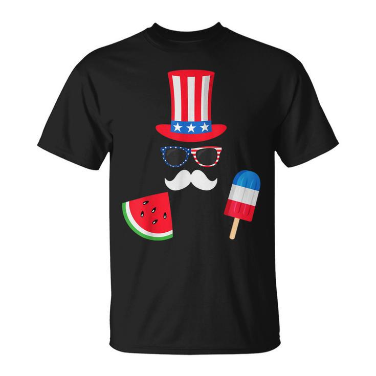 Uncle Sam Costume Watermelon Ice Cream 4Th Of July Unisex T-Shirt