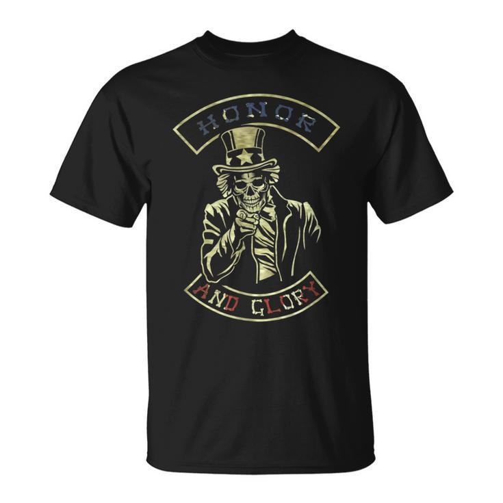 Uncle Sam Skeleton Skull Honor And Glory Unisex T-Shirt