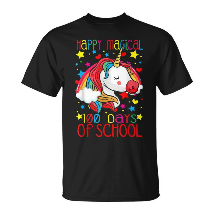 Unicorn Rainbow 100Th Days Happy Magical 100 Days Of School T-shirt