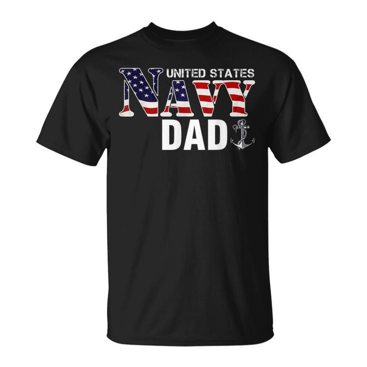 United States Vintage Navy With American Flag For Dad T-Shirt