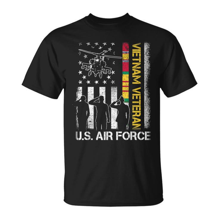 Us Air Force Vietnam Veteran With American Flag T-Shirt