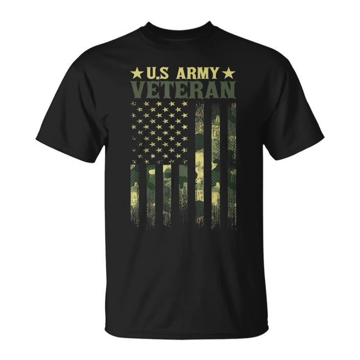 Us Army Veteran Patriotic Military Camouflage American Flag T-Shirt