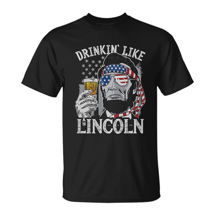 Us Flag Patriotic Military Army Drinkin Like Lincoln T-shirt