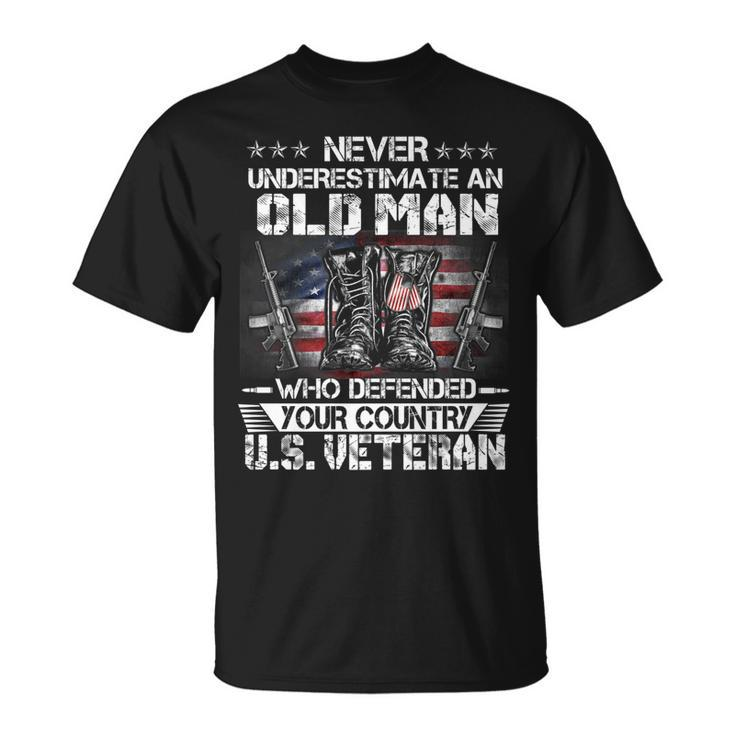 Us Veteran Old Man Veterans Day Us Patriot Patriotic T-Shirt
