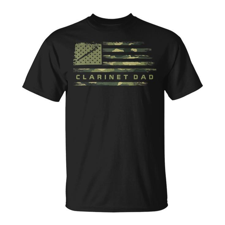 Usa Camo Flag Clarinet Dad Clarinetist Silhouette Unisex T-Shirt