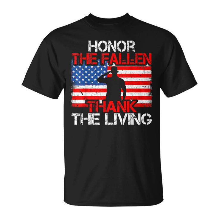Usa Flag Honor The Fallen Thank The Living Veterans T-Shirt