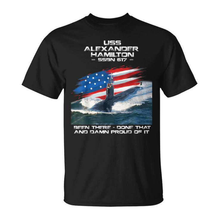 Uss Alexander Hamilton Ssbn-617 American Flag Submarine T-Shirt