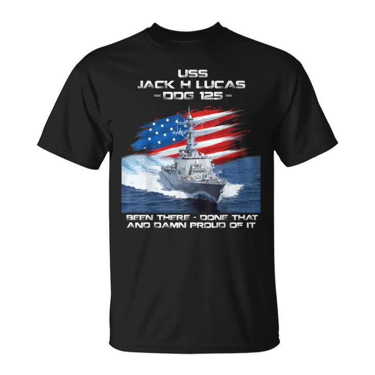 Uss Jack H Lucas Ddg-125 Destroyer Ship Usa Flag Veteran Day T-Shirt