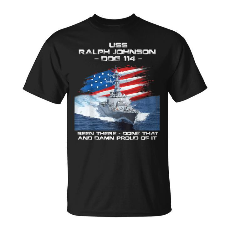 Uss Ralph Johnson Ddg-114 Destroyer Ship Usa Flag Veteran T-Shirt