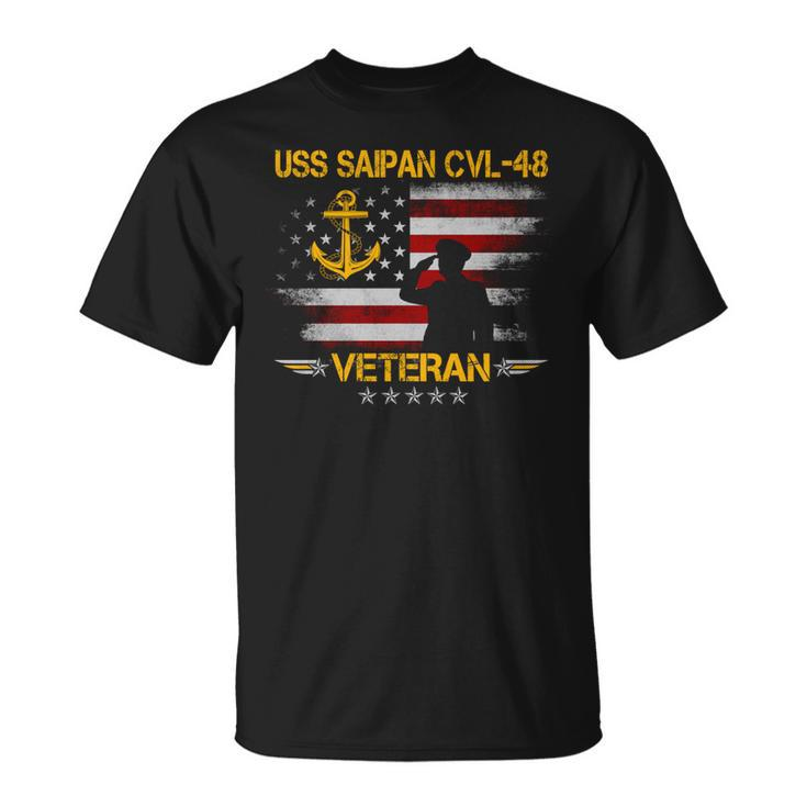 Uss Saipan Cvl-48 Aircraft Carrier Veteran Flag Veterans Day T-Shirt