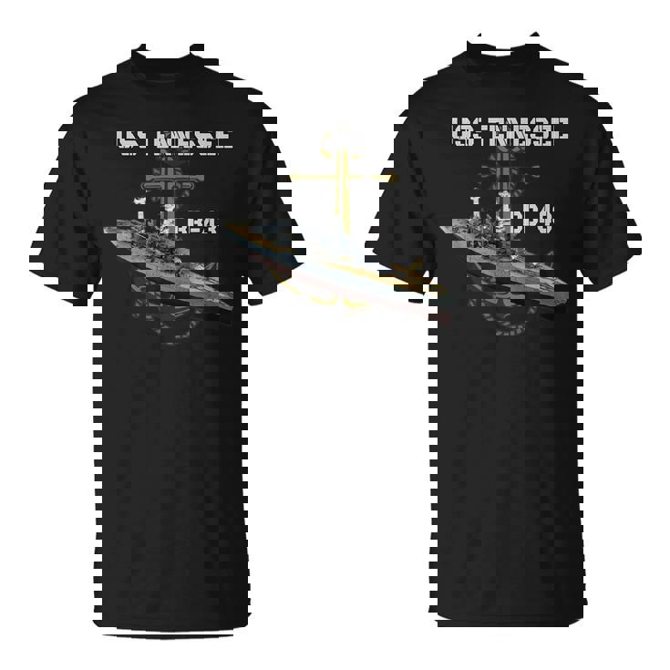 Uss Tennessee Bb-43 Battleship Ww2 American Warship Veterans T-Shirt