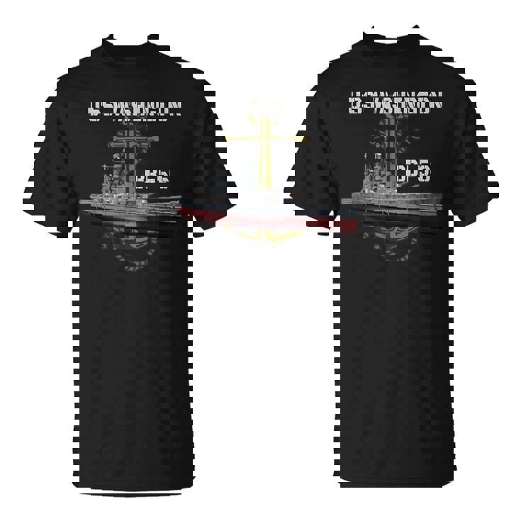 Uss Washington Bb-56 Battleship Ww2 American Warship Veteran T-Shirt