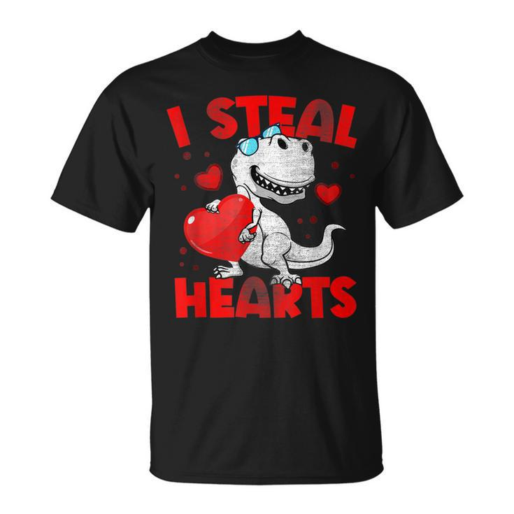Valentines Day Boys Kids Dinosaur T Rex Lover I Steal Hearts T-shirt