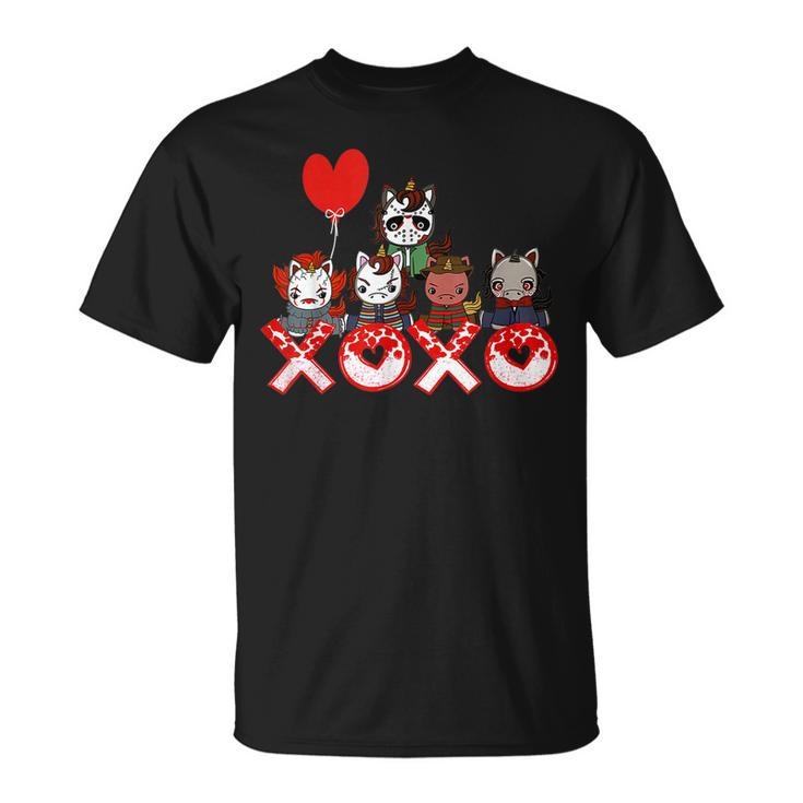 Valentines Day Horror Movies Unicorn Xoxo Valentine Day T-Shirt