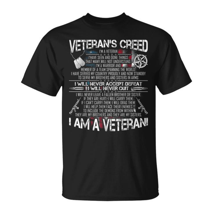 Veteran Creed Proud Veterans Dad Grandpa Men T-Shirt