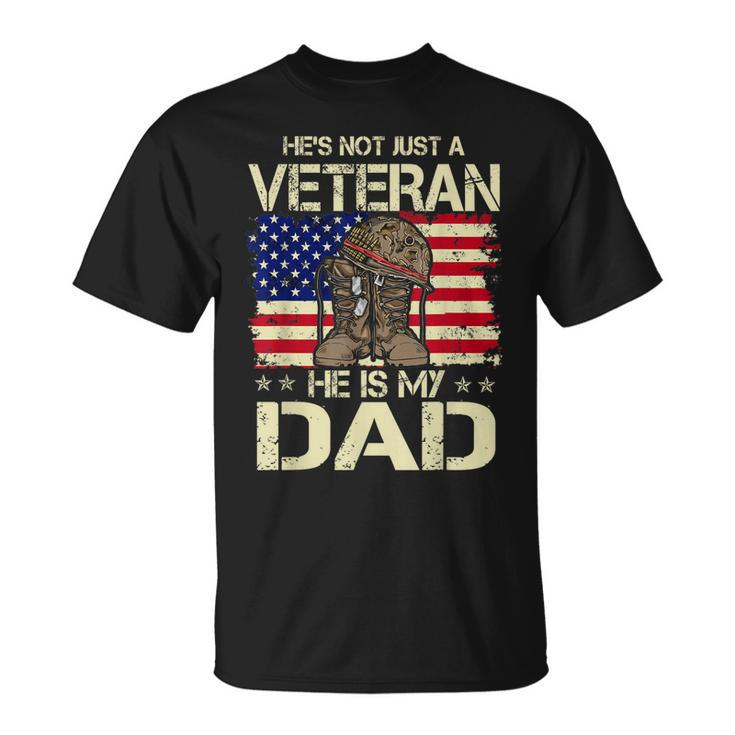 He Is My Veteran Dad American Flag Veterans Day T-Shirt