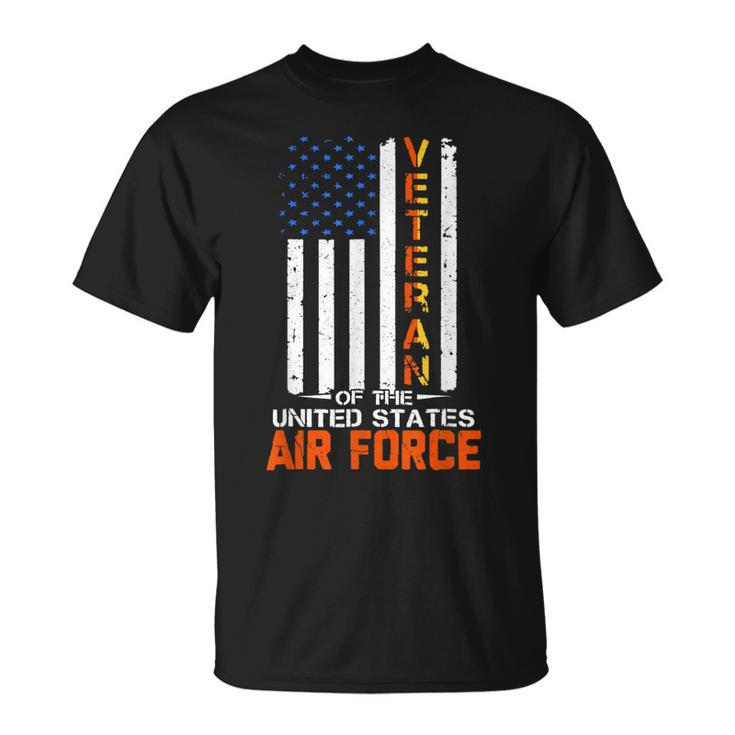 Veteran Of The United States Air Force Usaf Retro Us Flag T-Shirt