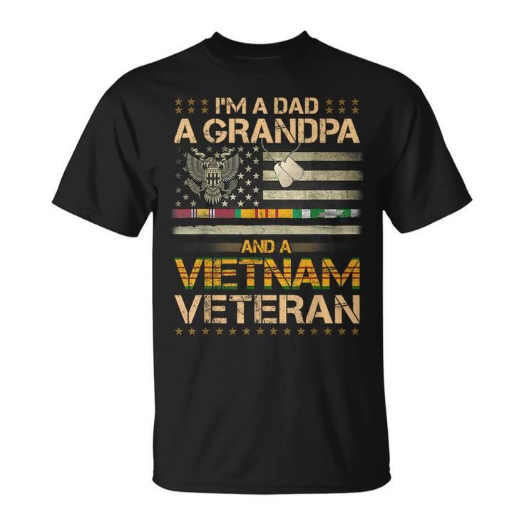 Mens Veterans Day Im A Dad A Grandpa And A Vietnam Veteran T-Shirt