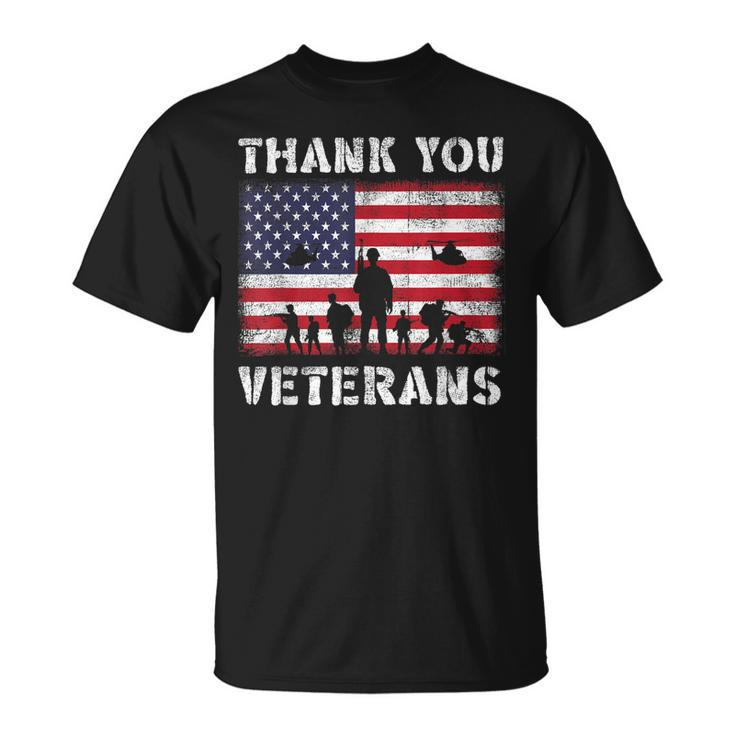 Veterans Day Thank You Veterans Usa Flag Patriotic T-Shirt