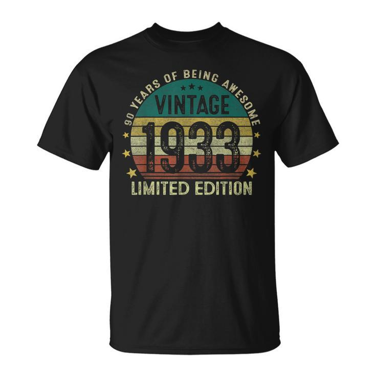 Vintage 1933 90 Years Old 90Th Birthday Gifts For Men  Unisex T-Shirt