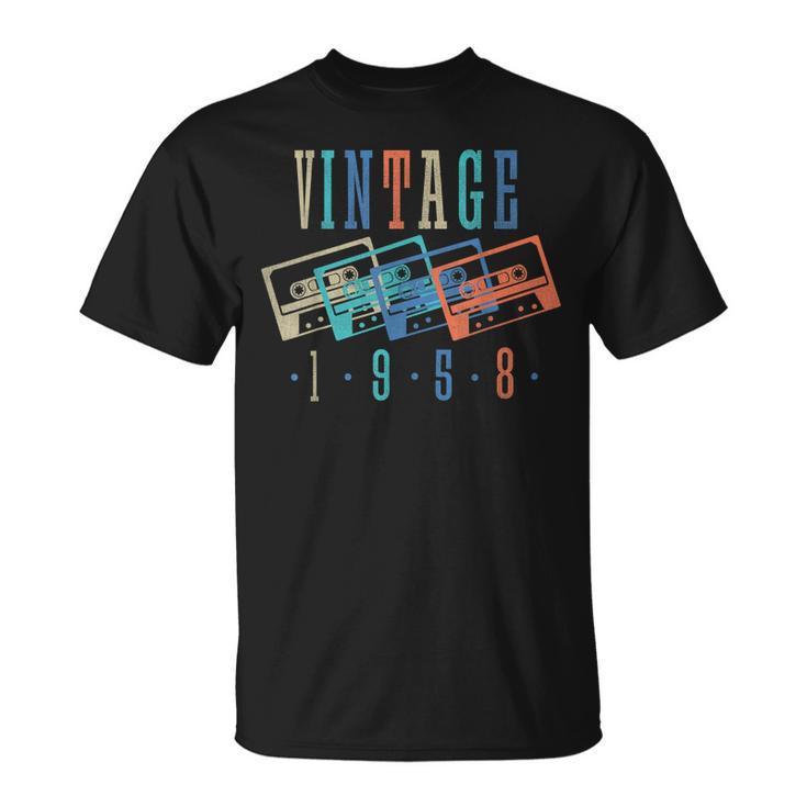 Vintage 1958 Cassette Tape 1958 Birthday Gifts 65 Year Old Unisex T-Shirt