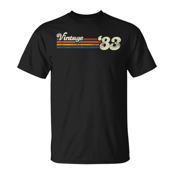 Vintage 1983 Chest Stripe 40 Birthday  Unisex T-Shirt