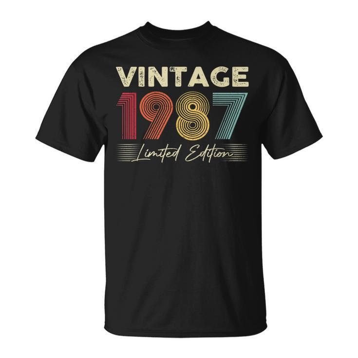 Vintage 1987 Wedding Anniversary Born In 1987 Birthday Party T-Shirt