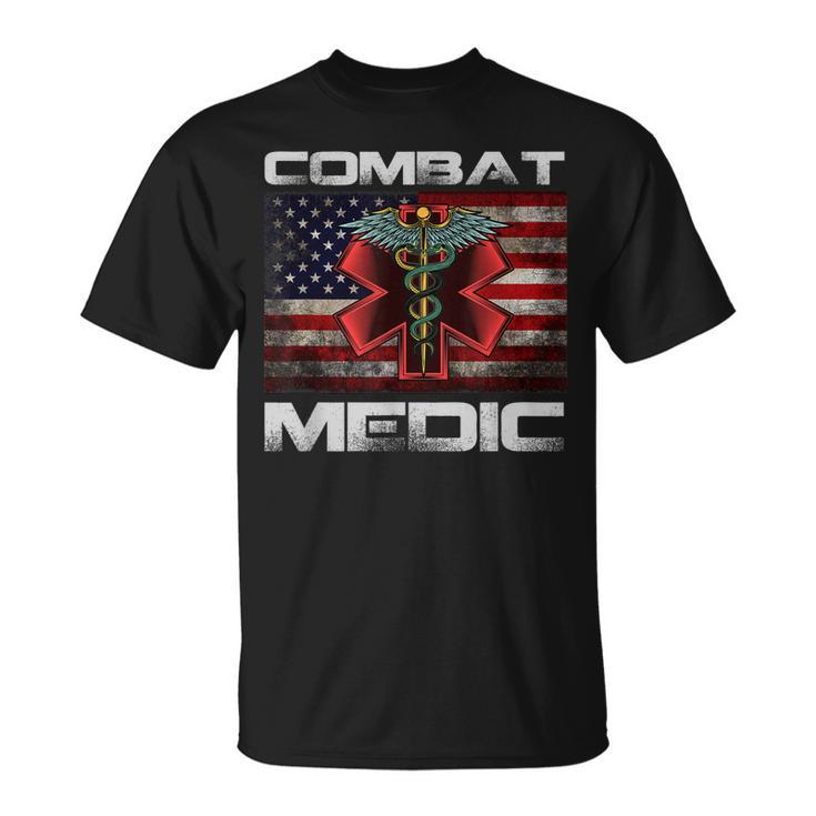 Vintage America Flag Combat Medic Veterans Day T-Shirt
