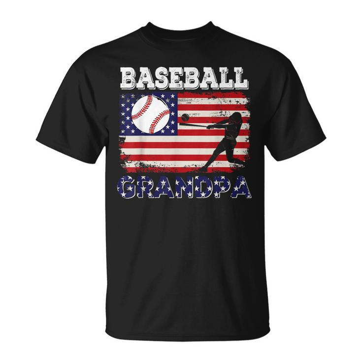 Vintage American Flag Baseball Grandpa Costume Player Coach  Unisex T-Shirt