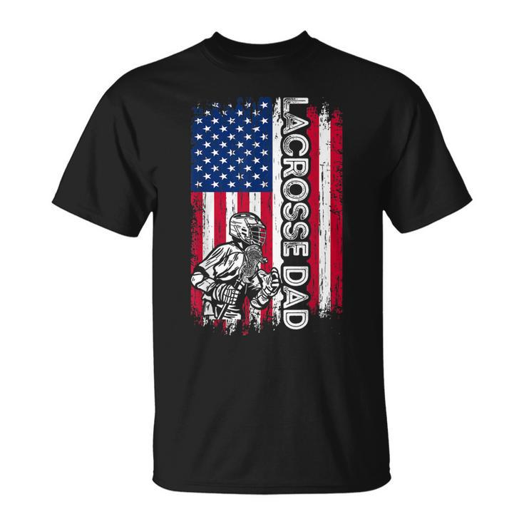 Vintage American Flag Lacrosse Dad Daddy Men T-Shirt