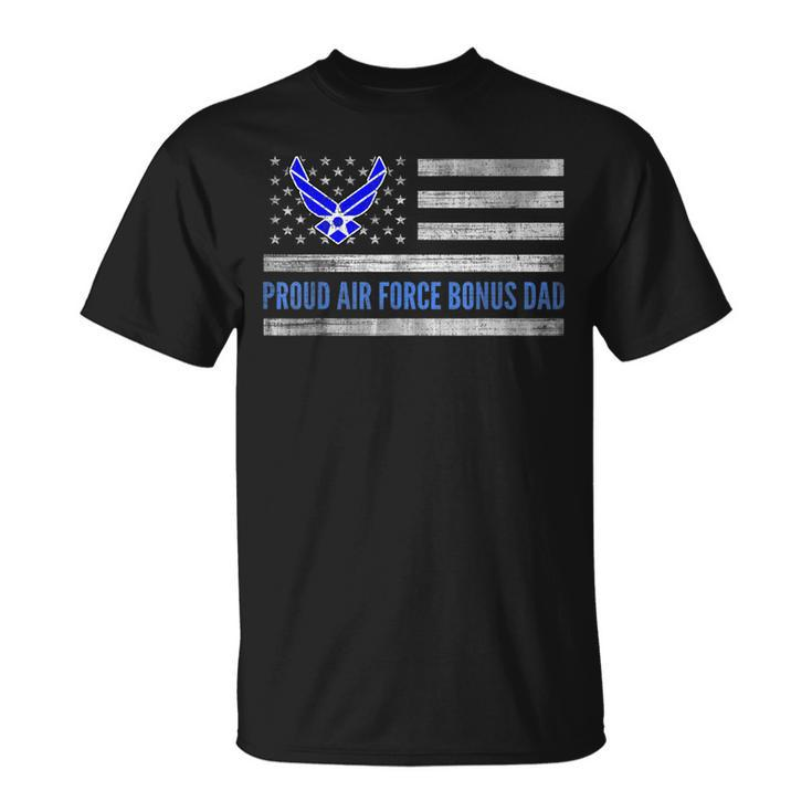 Vintage American Flag Proud Air Force Bonus Dad Veteran T-Shirt