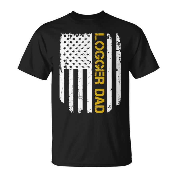 Vintage American Flag Proud Logger Dad Unisex T-Shirt