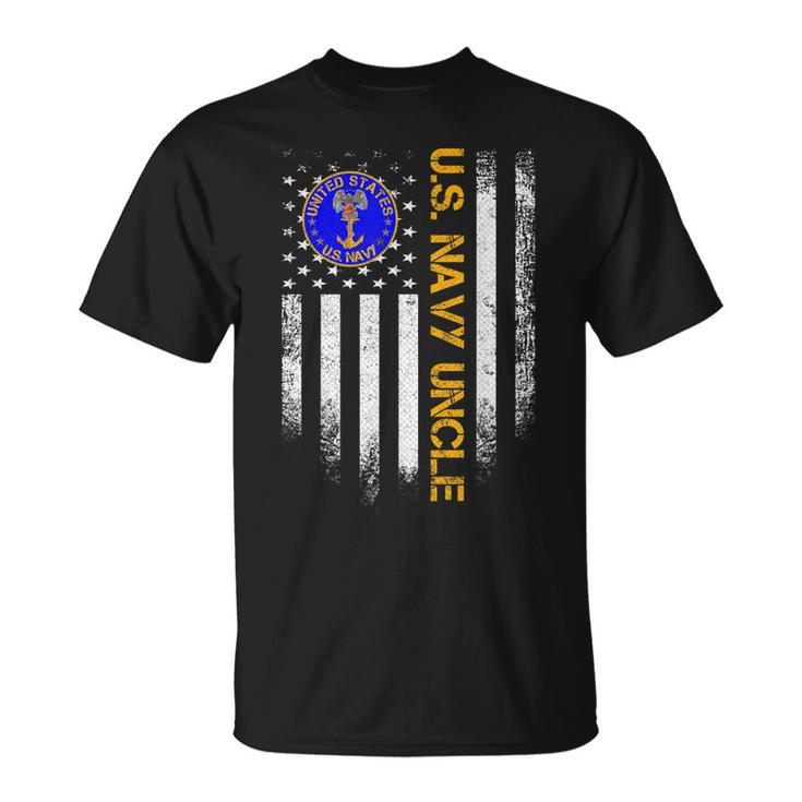 Vintage American Flag Proud Us Navy Uncle Veteran Military Unisex T-Shirt