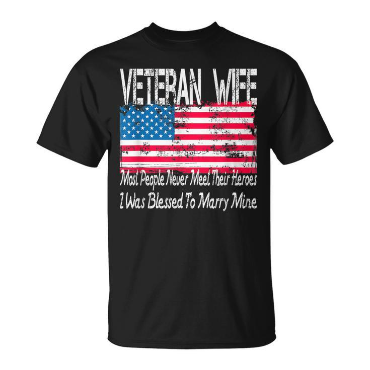 Vintage American Flag Us Military Family Veteran Wife T-shirt