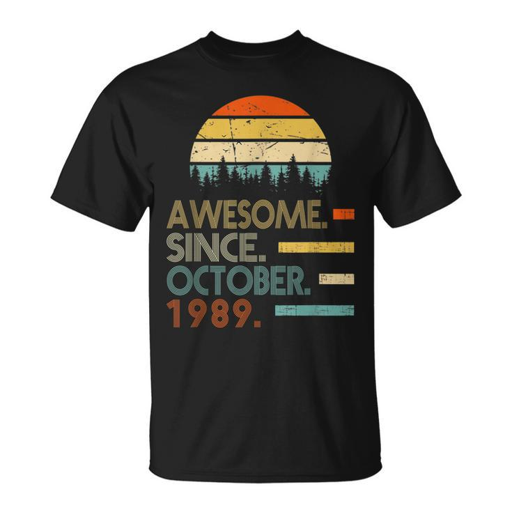Vintage Awesome Since October 1989 Shirt 30Th Birthday Gift  Unisex T-Shirt