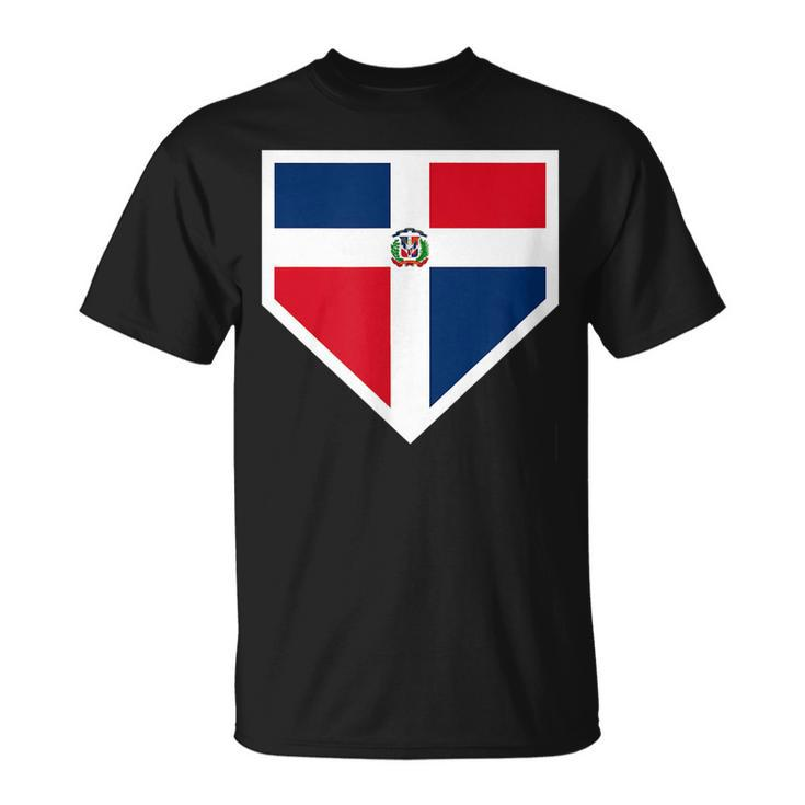 Vintage Baseball Home Plate With Dominican Republic Flag T-Shirt