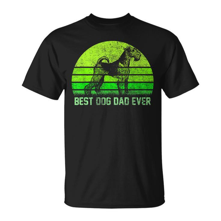 Vintage Best Airedale Terrier Dog Dad Ever Silhouette Sunset Unisex T-Shirt