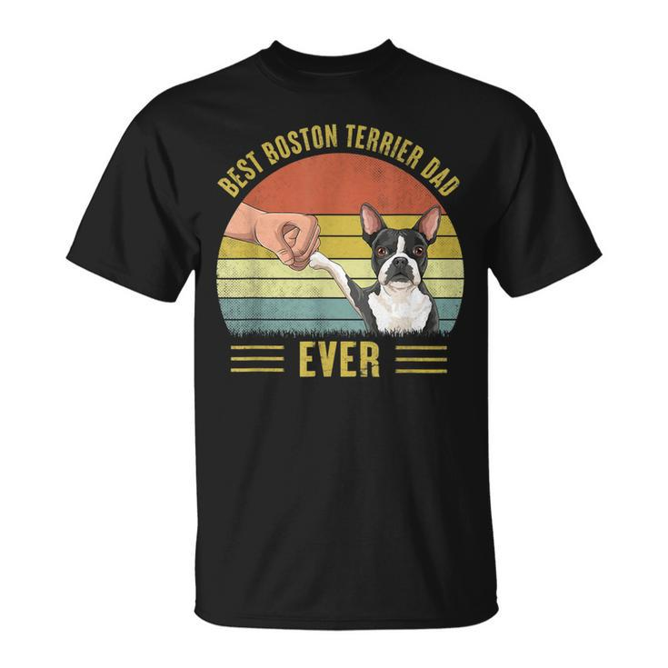 Mens Vintage Best Boston Terrier Dad Ever Fist Bump Dog T-Shirt
