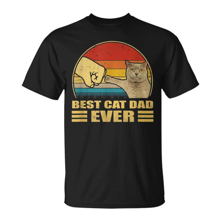 Mens Vintage Best Cat Dad Ever Bump Fit Cat Lover T-Shirt
