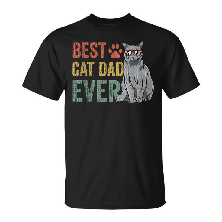 Vintage Best Cat Dad Ever Fathers Day Fur Daddy Gift For Mens Unisex T-Shirt