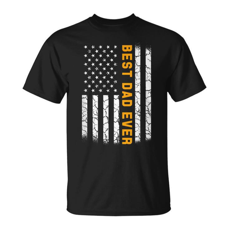 Vintage Best Dad Ever  American Flag Fathers Day Gift Unisex T-Shirt
