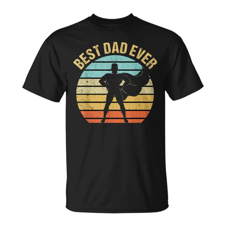 Mens Vintage Best Dad Ever Superhero Fathers Day T-Shirt